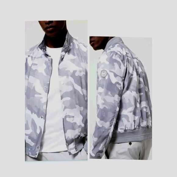M506) Michael Kors Men's Snap Front Camo Harrington Jacket Size XXL